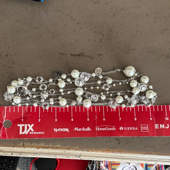 Henri Bendel Multi-Strand Glass Pearl and Crystal Silver Necklace - Picture 11 of 14